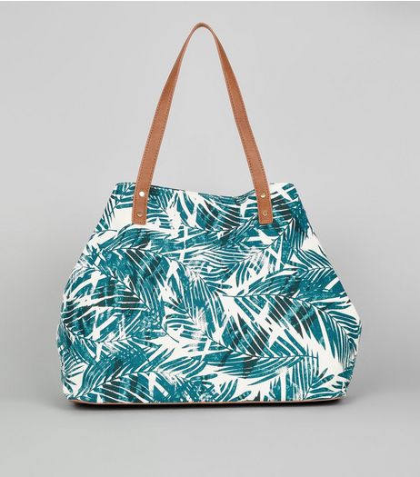 White Tropical Leaf Print Shopper Bag | New Look
