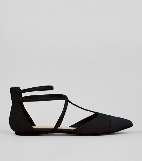 Wide Fit Black Suedette Strappy Sandals | New Look