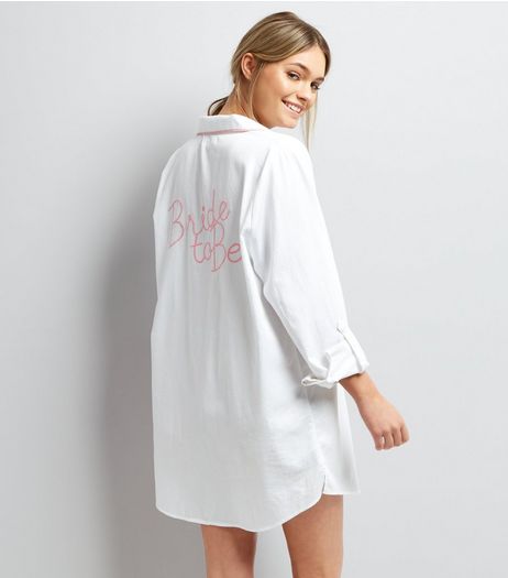 White Bride To Be Embroidered Night Shirt | New Look