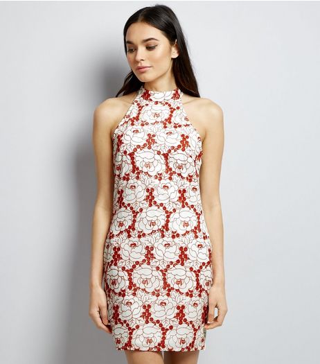 Parisian White Floral Embroidered Funnel Neck Dress | New Look