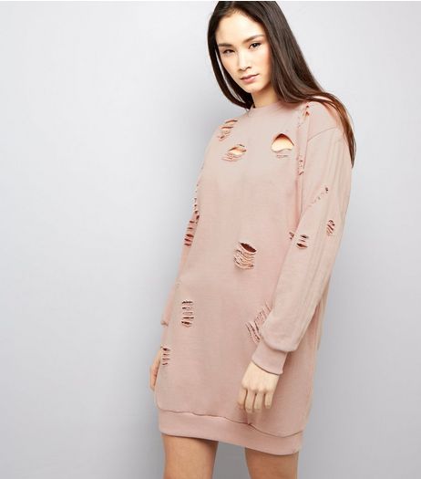 Parisian Mid Pink Ripped Jumper Dress | New Look