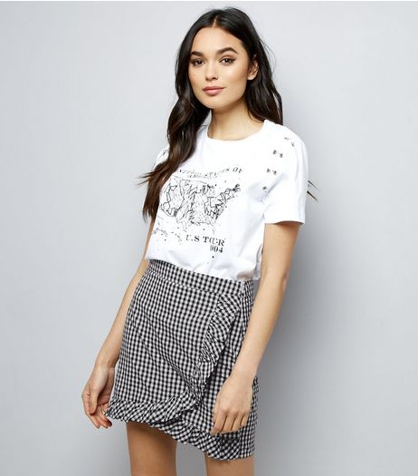Parisian Black Gingham Frill Trim Mini Skirt | New Look