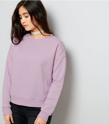 Teens Lilac Eyelet Shoulder Sweater | New Look