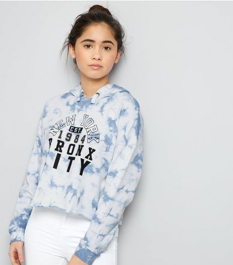 Teens Blue Tie Dye Bronx City Hoodie | New Look