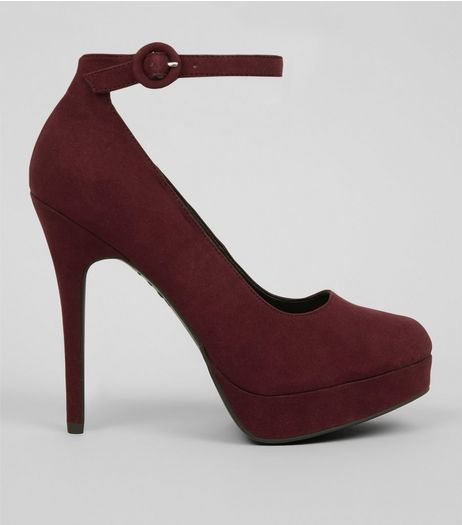 Dark Red Suedette Platform Court Shoes | New Look