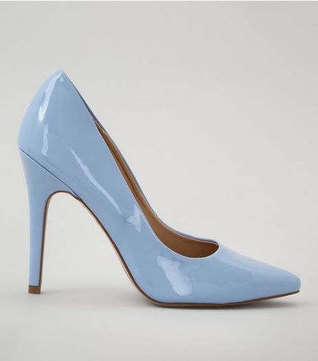 Pale Blue Patent Pointed Court Shoes | New Look