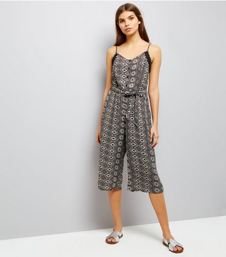 Brave Soul Black Abstract Print Jumpsuit | New Look