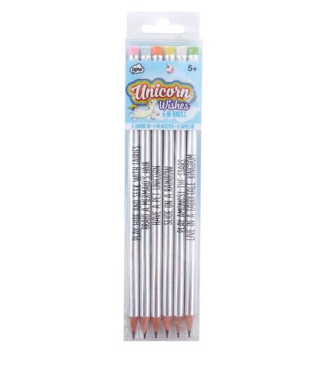 6 Pack Silver Unicorn Pencils | New Look
