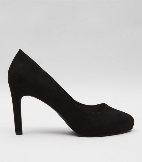 Black Comfort Suedette Platform Court Shoes | New Look