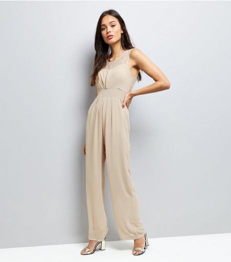 Mela Cream Tie Waist Sleeveless Jumpsuit | New Look