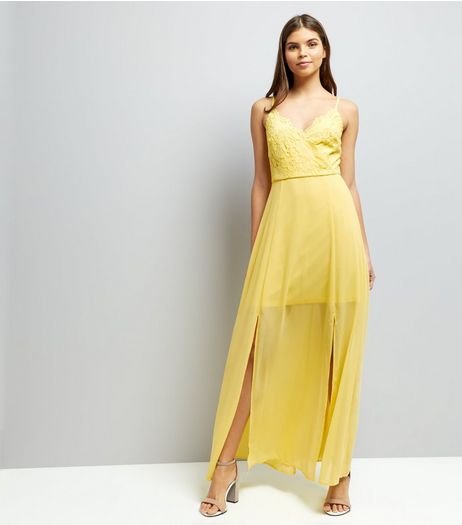 Yellow Lace V Neck Maxi Dress | New Look