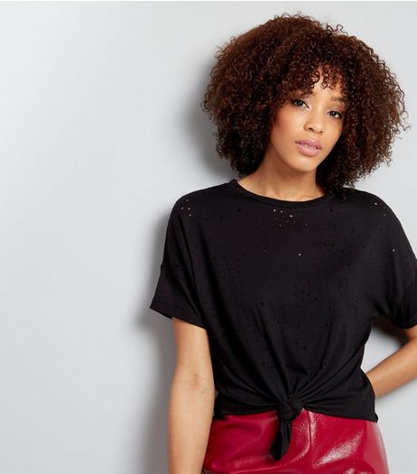 Black Tie Waist T-Shirt | New Look