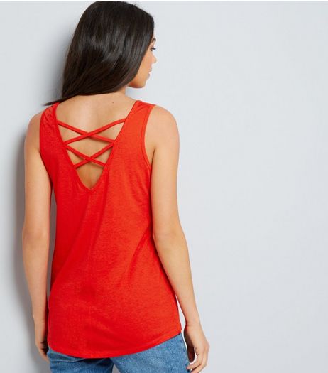 Orange Cross Strap Back Vest | New Look