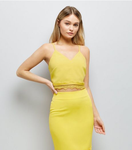 Yellow Lace Trim Bralet | New Look