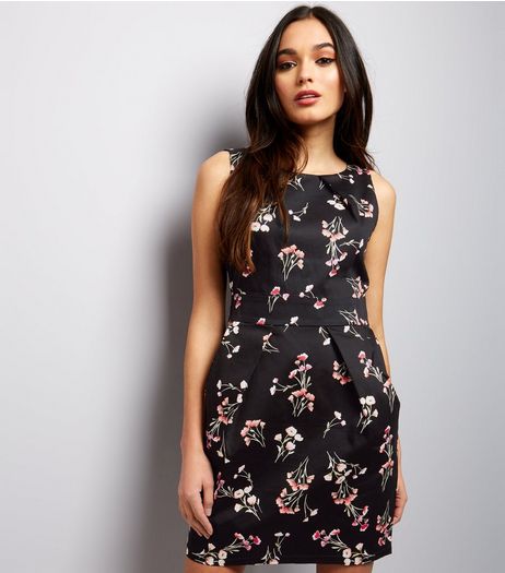 Apricot Black Floral Print Tulip Dress | New Look