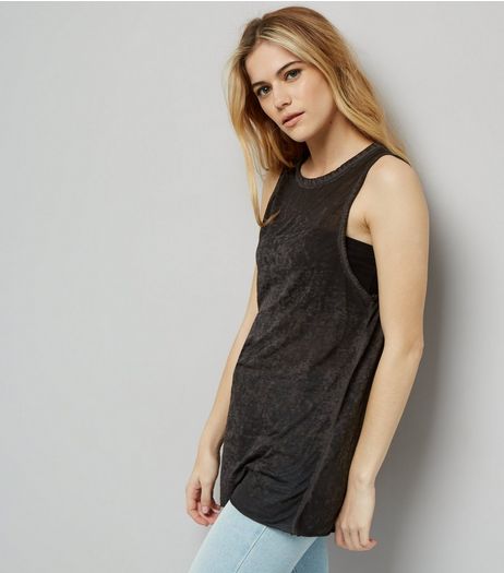 Dark Grey Ripped Back Tank Top | New Look