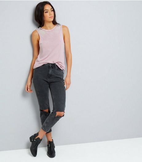 Lilac Ripped Back Tank Top | New Look