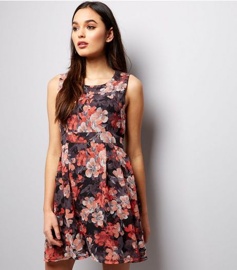 Apricot Black Floral Tie Back Mini Dress | New Look