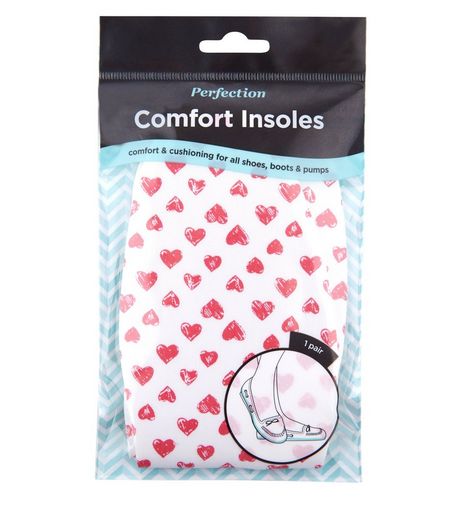 Pink Heart Print Comfort Insoles | New Look