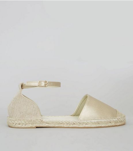 Wide Fit Gold Espadrille Sandals | New Look