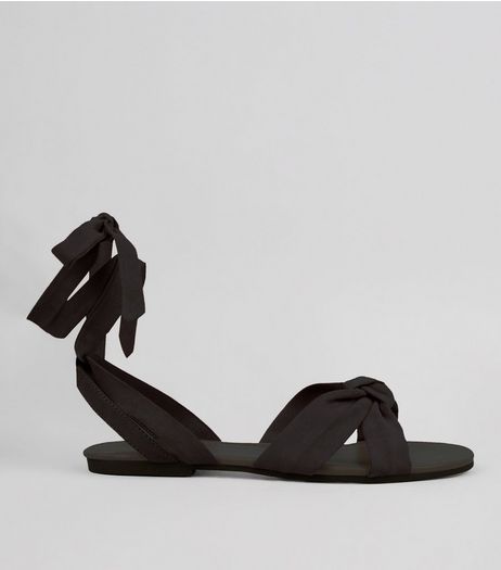 Black Ankle Tie Sandals | New Look