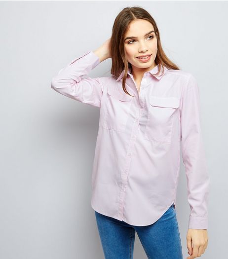 Cameo Rose Mid Pink Double Pocket Front Shirt | New Look
