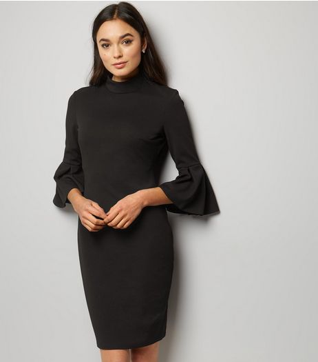 Blue Vanilla Black Bell Sleeve Dress | New Look
