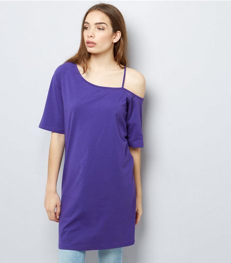 Dark Purple Asymmetric Jersey Tunic | New Look