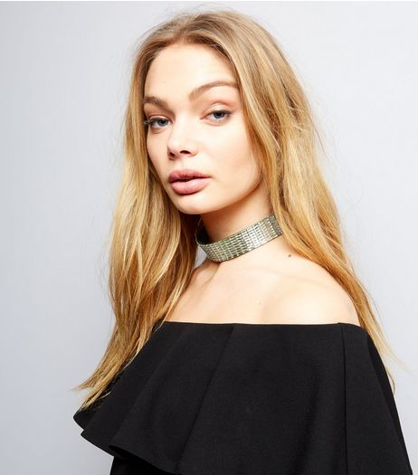 Gold Iridescent Textured Choker | New Look