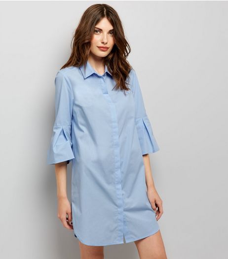 Blue Flared Sleeve Shirt Dress | New Look