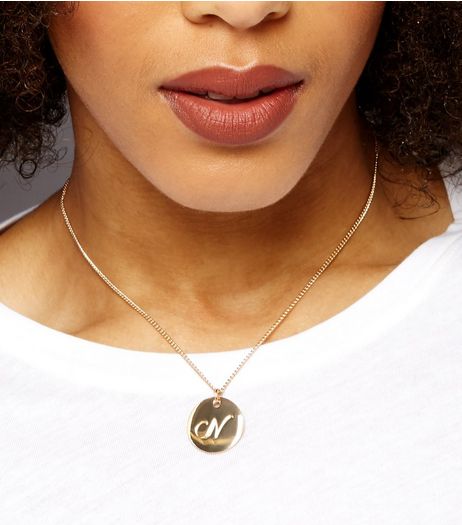 Gold Inital N Engraved Pendant | New Look
