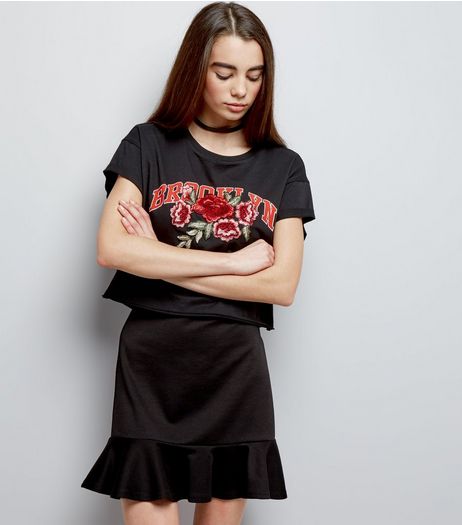 Teens Black Frill Hem Skirt | New Look