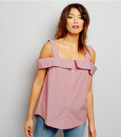 Red Stripe Cold Shoulder Shirt | New Look