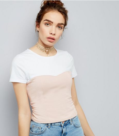 Pink Corset Colour Block T-Shirt | New Look