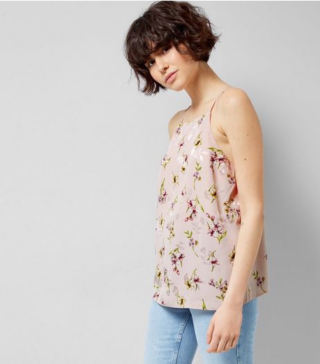 Pink Floral Print Jacquard Cami Top | New Look
