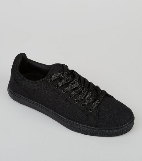Black Glitter Trainers | New Look