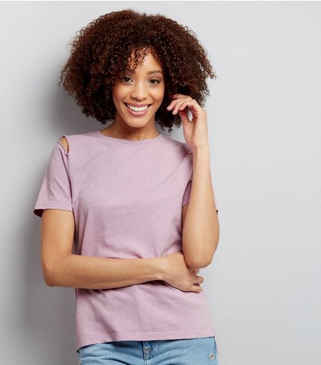 Lilac Cut Out Short Sleeve Top | New Look