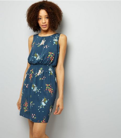 Tall Blue Floral Print Mini Dress | New Look