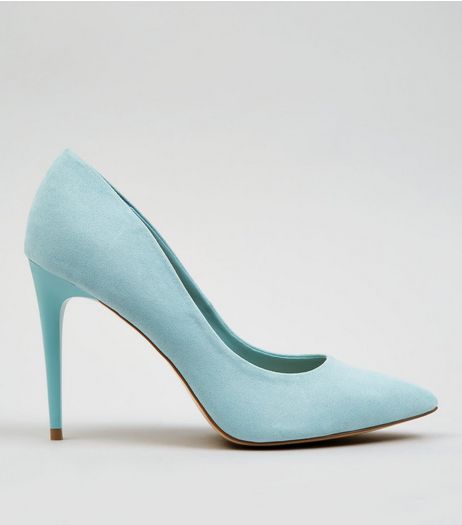 Pale Blue Suedette Heels | New Look