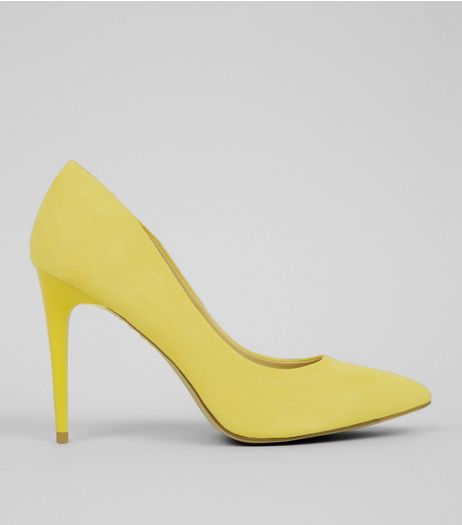 Yellow Suedette Pointed Court Shoes | New Look