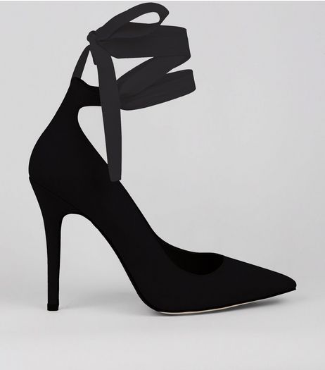 Black Suedette Lace Up Court Shoes | New Look