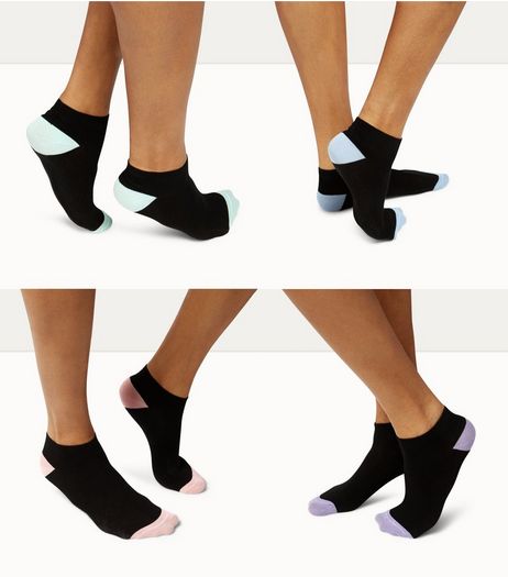 4 Pack Black Contrast Trim Trainer Socks | New Look