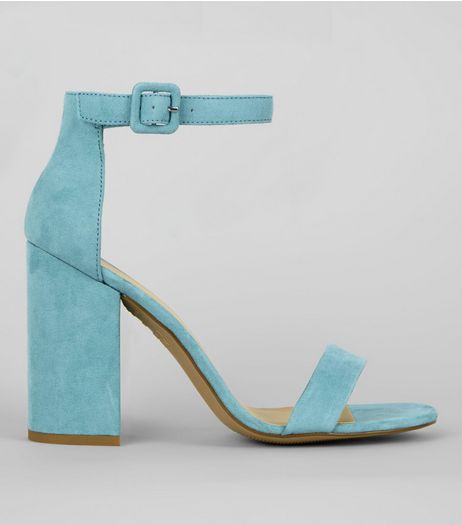 Pale Blue Ankle Strap Block Heels | New Look