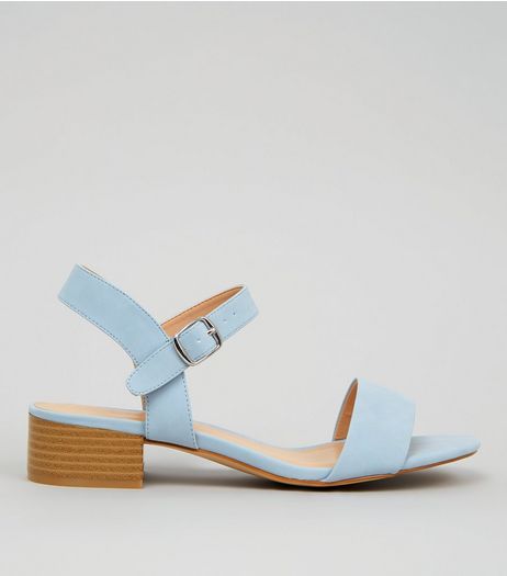 Pale Blue Low Block Heeled Sandals | New Look