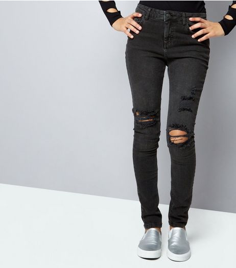 Teens Black Ripped Knee Skinny Jeans | New Look