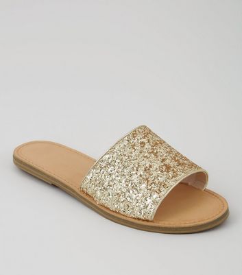 wide fit gold mules