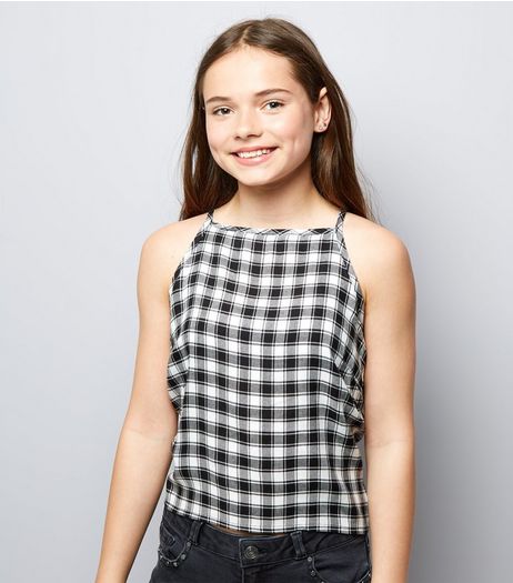 Teens Black Check High Neck Cami | New Look
