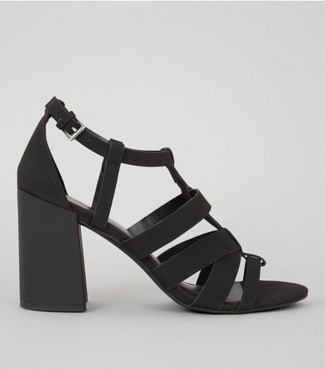 Black Gladiator Heeled Sandals | New Look