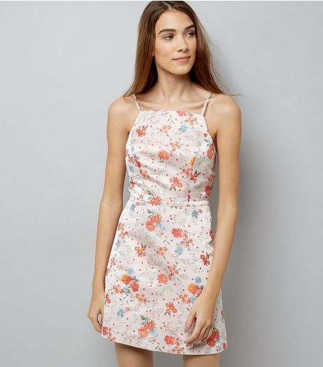 Shell Pink Floral Jacquard Prom Dress | New Look