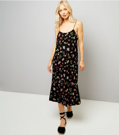 Motel Black Floral Print Slip Maxi Dress | New Look